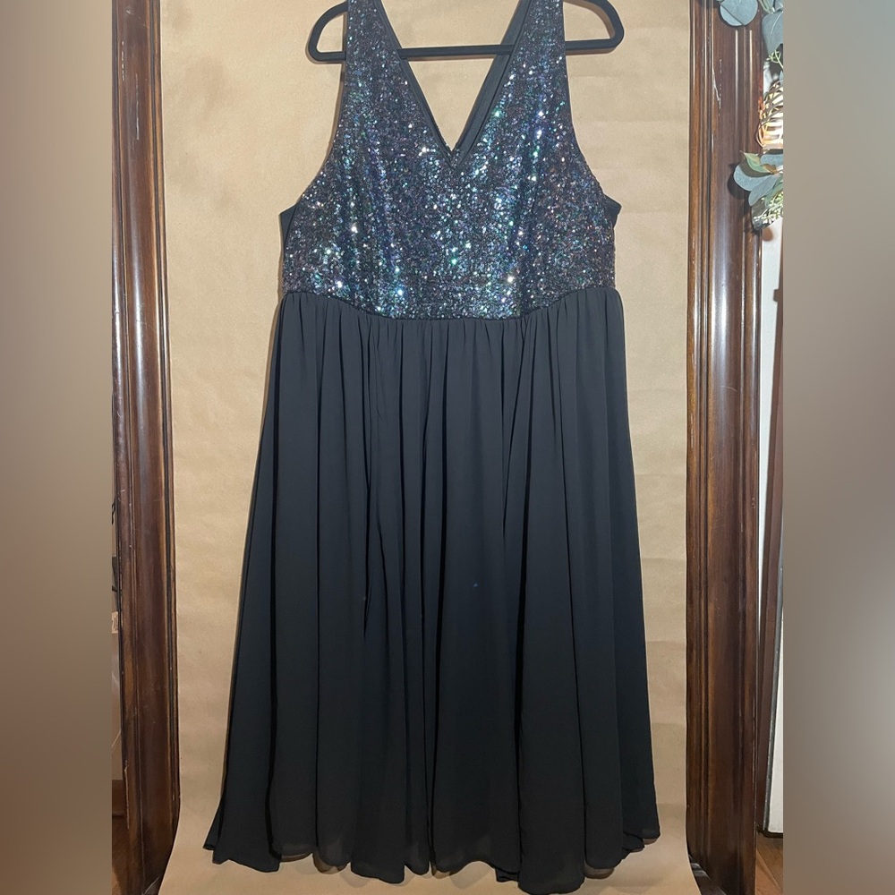 Black Sequin V-Neck Dress